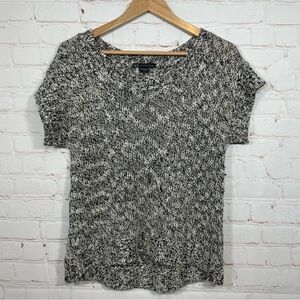 ARMANI EXCHANGE Sweater Women’s Size Medium Black White Short Sleeve Knit